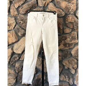 ZARA Basic Women’s White Skinny Distressed Jeans Z1975 Denim Size 4
